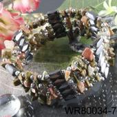 36inch Unakite Chip Stone Magnetic Wrap Bracelet Necklace All in One Set